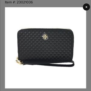 Tory Burch Black Marion Leather Wallet Wrislet